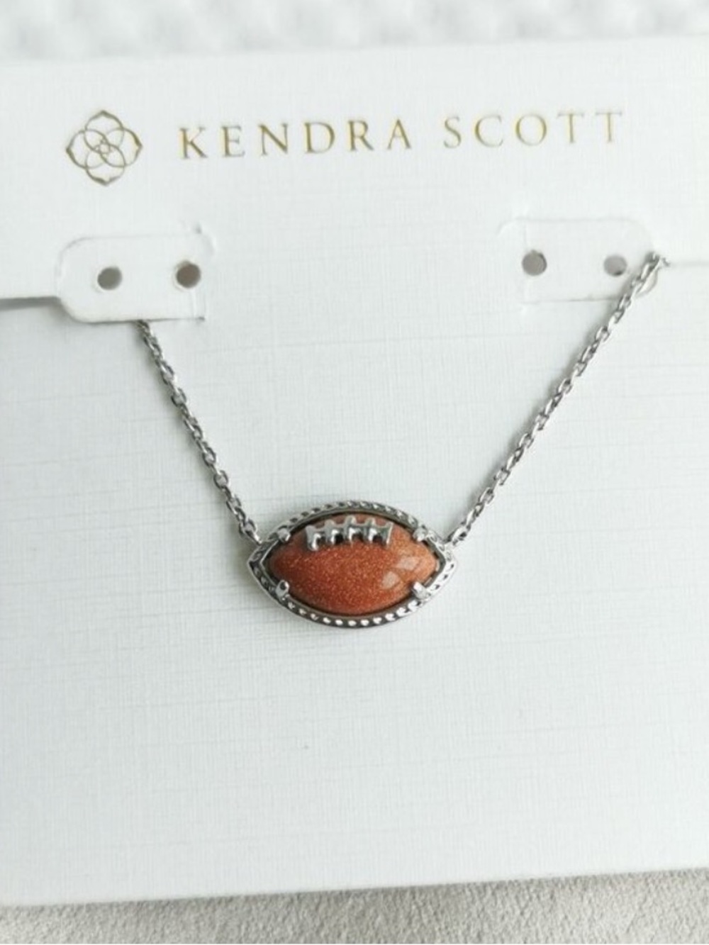 Kendra Scott Football Silver Chain Pendant Necklace NEW $75